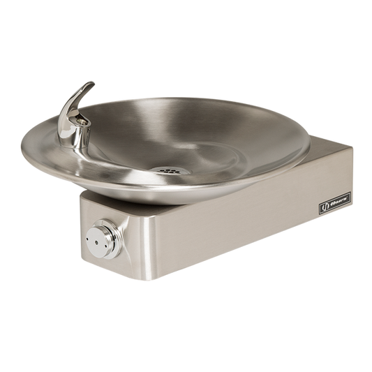 Haws 1001 Barrier-free, stainless steel w/round sculpted bowl. Also must purchase item 6700 - Steel in-wall mounting plate, single bubbler fountains