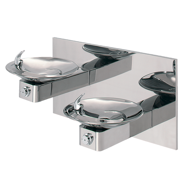 Haws 1011HPS 1011 in high-polished stainless steel. Also must purchase item 6700.4 - Steel in-wall mounting plate, hi-lo dual bubbler fountains