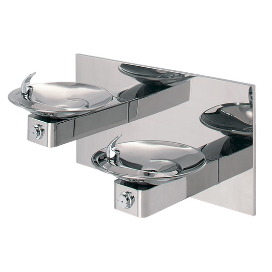 Haws 1011HPS 1011 in high-polished stainless steel. Also must purchase item 6700.4 - Steel in-wall mounting plate, hi-lo dual bubbler fountains