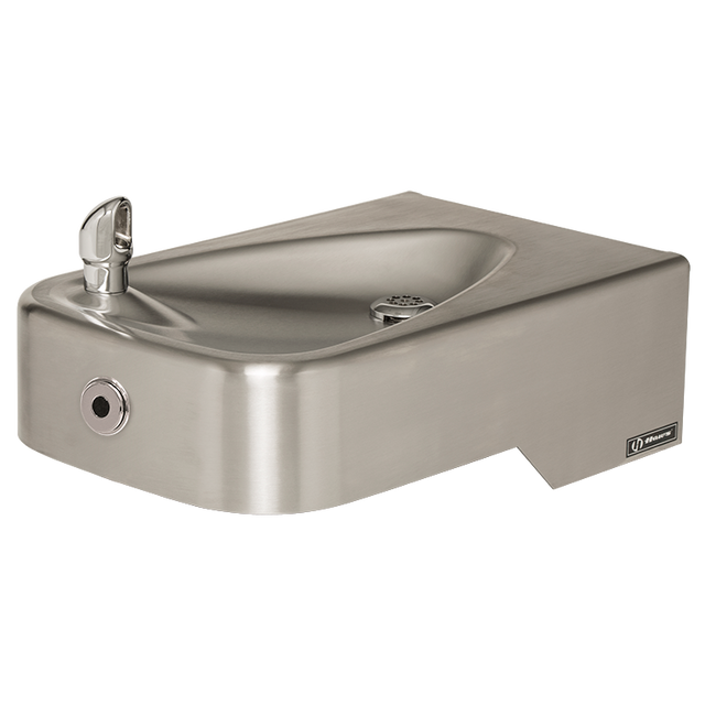 Haws 1107LHO 14-gauge satin stainless steel, low-profile, integral bowl and trap, touchless operation  