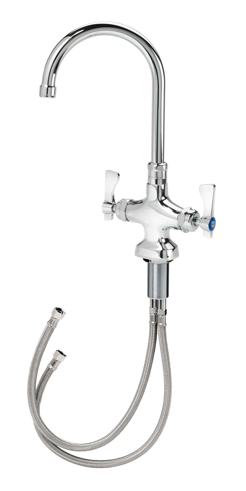 Krowne 16-301L Krowne 16-301L. Royal Series Single Hole Deck Mount Pantry Faucet with 6" Wide Gooseneck Spout. Durable full swing spout with Double o-ring construction. Solid chrome plated brass base. 20" water lines with 3/8" compression fittings.