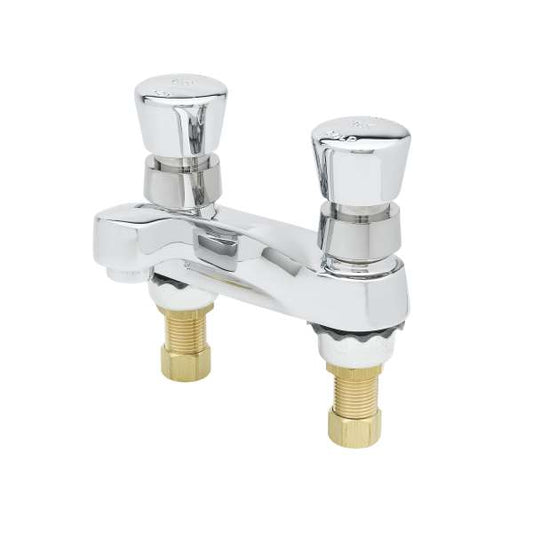 T&amp;S Brass B-0831 Metering Faucet, Deck Mount, 4" Centers, Aerator, Push Button Handles
 