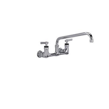 CHG KL54-8112-MK Encore 8" OC. Brass Chrome Plated Wall Mount Faucet Ceramic Valves with 12" Swivel Spout with Mounting Kit