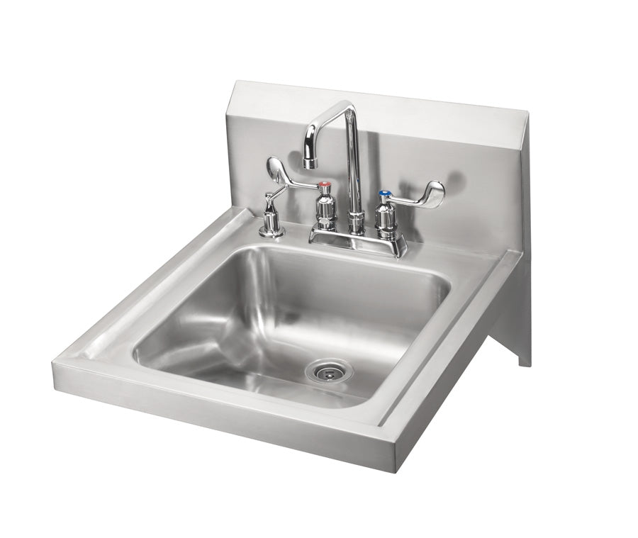 Krowne HS-50. ADA Hand Sink, 4" CTR DECK MNT FCT W/  WRIST HandLES, 6" Double BEND SPOUT, DECK MNT SOAP DISPENSER. 