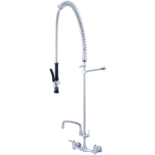 Central Brass 0047-Ule60-Ad1 Pre-Rinse-Wallmount 7-7/8" To 8-1/8" Lvr Hdl Add-On Faucet 8" Tube Spt-Pc