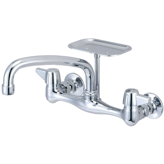 Central Brass 0048-Ua1 Kitchen-Wallmount 7-7/8" To 8-1/8" Two Canopy Hdls 8" Tube Spt Soap Dish-Pvd Pc