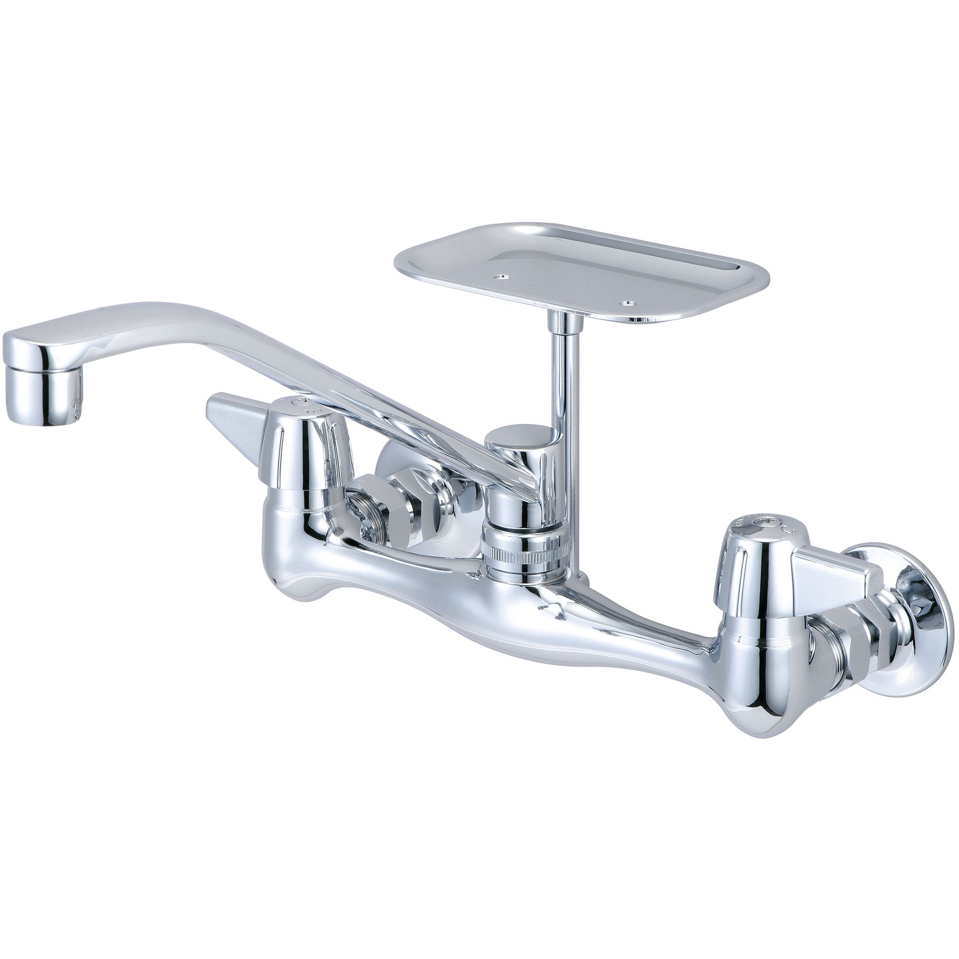 Central Brass 0048-Ua6 Kitchen-Wallmount 7-7/8" To 8-1/8" Two Canopy Hdls 8" D Style Spt Soap Dish-Pvd Pc