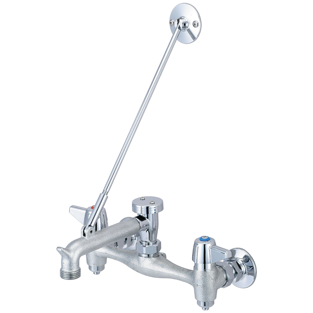 Central Brass 0054-Urc-Qi Service Sink-7-7/8" To 8-1/8" Two Canopy Hdls Rigid Spt Integ Stops 1/4 Turn-Rough Cp