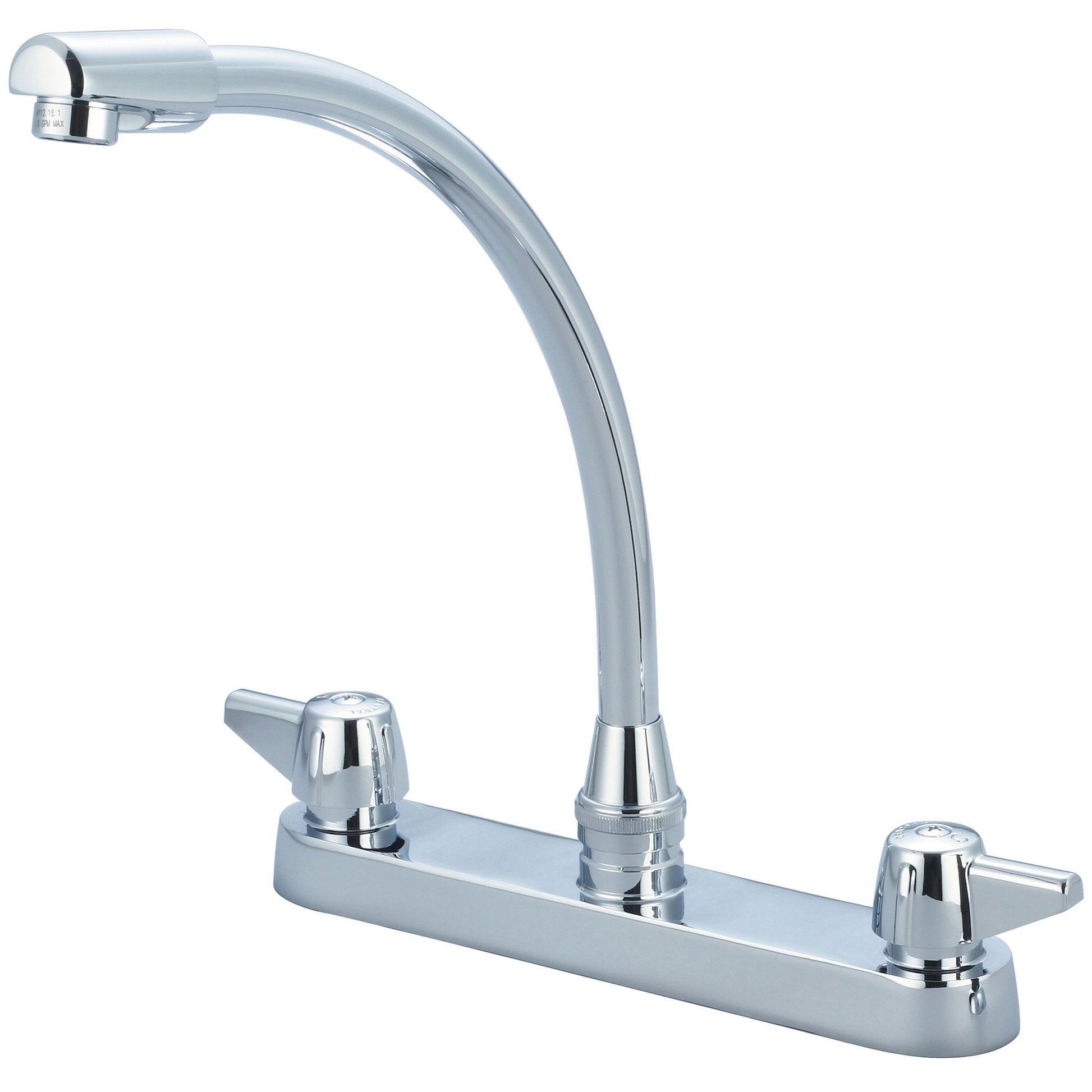 Central Brass 80122-A07 Kitchen-Topmount Canopy Hdl 8-3/4" Hi-Rise Spt Ceramic Cart-Pvd Pc