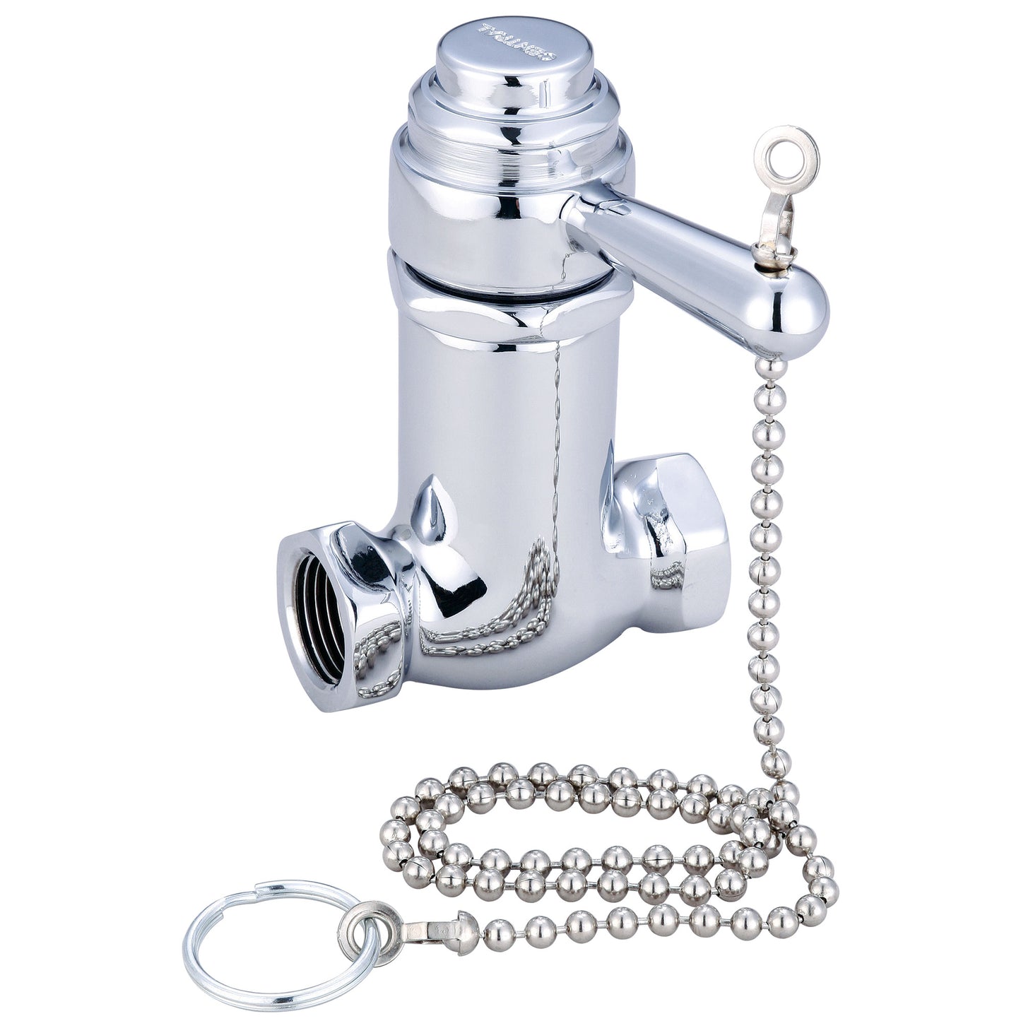 Central Brass 0335-1/2 Selfclose-Shower Stop Lvr Hdl W/Pull Chain 1/2" Inline-Pvd Pc