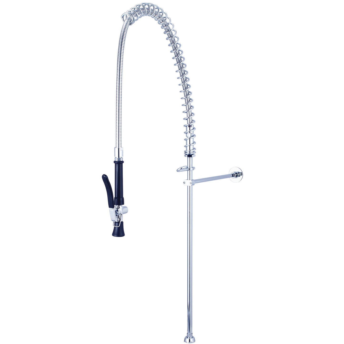 Central Brass 0640 Pre-Rinse-24" Quick Install Riser W/ Spring Guide 44" Flex Sst Hose Universal Adapters