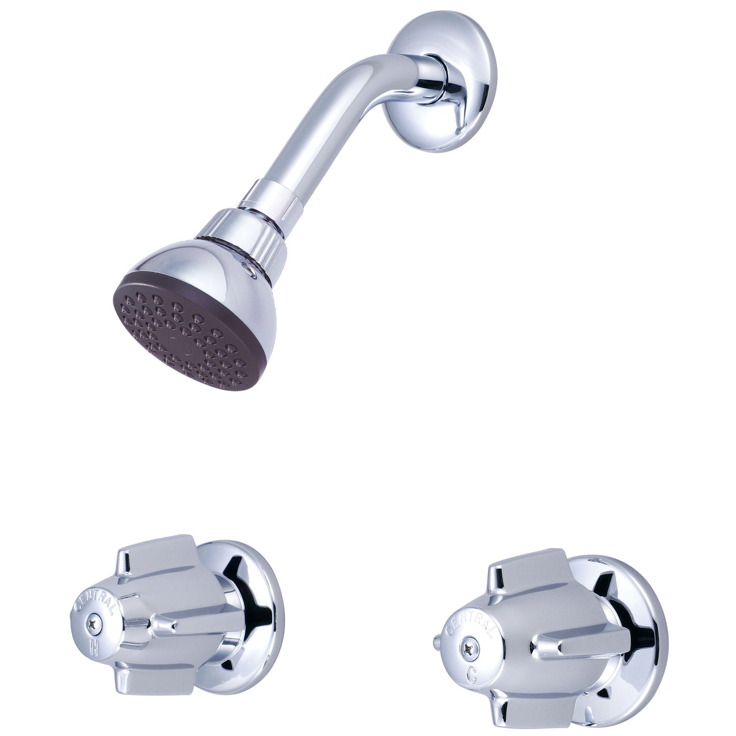 Central Brass 0826 Shower-2 Canopy Hdls 1/2" Cxc 8" Cntrs Shwr Head-Pvd Pc