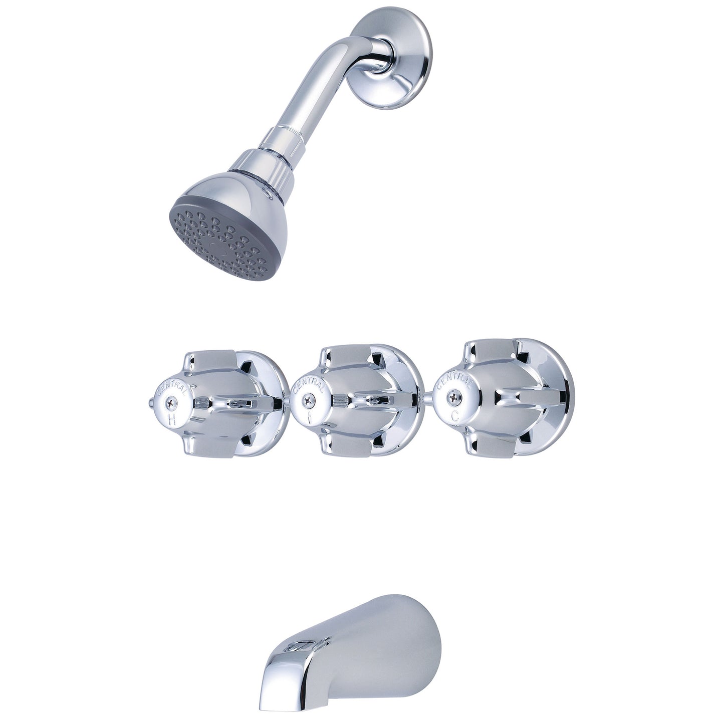 Central Brass 0868 Tub & Shower-3 Canopy Hdls 1/2" Cxc 8" Cntrs Shwr Head Brass Spt-Pvd Pc