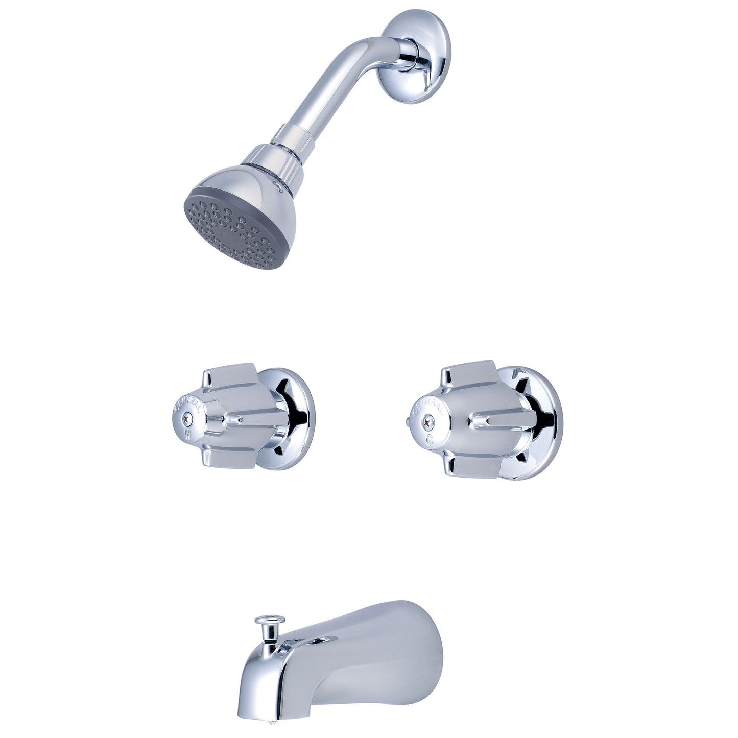 Central Brass 0897 Tub & Shower-2 Canopy Hdl 1/2" Cxc 8" Cntrs Shwr Head Combo Dvr Spt-Pvd Pc