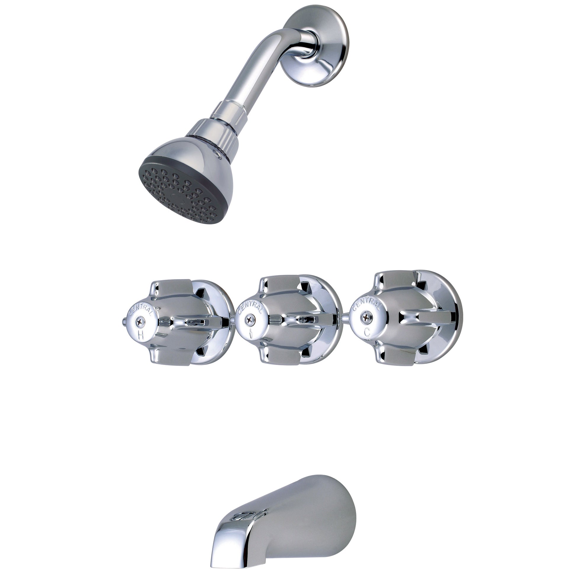 Central Brass 0968-Z Tub & Shower-3 Canopy Hdl 1/2" Ip 8" Cntrs Shwrhead Combo Spt-Pvd Pc