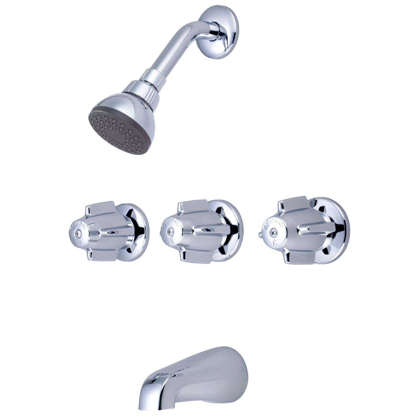 Central Brass 0971 Tub & Shower-3 Canopy Hdl 1/2" Ip 11" Cntrs Shwrhead Brass Spt-Pvd Pc