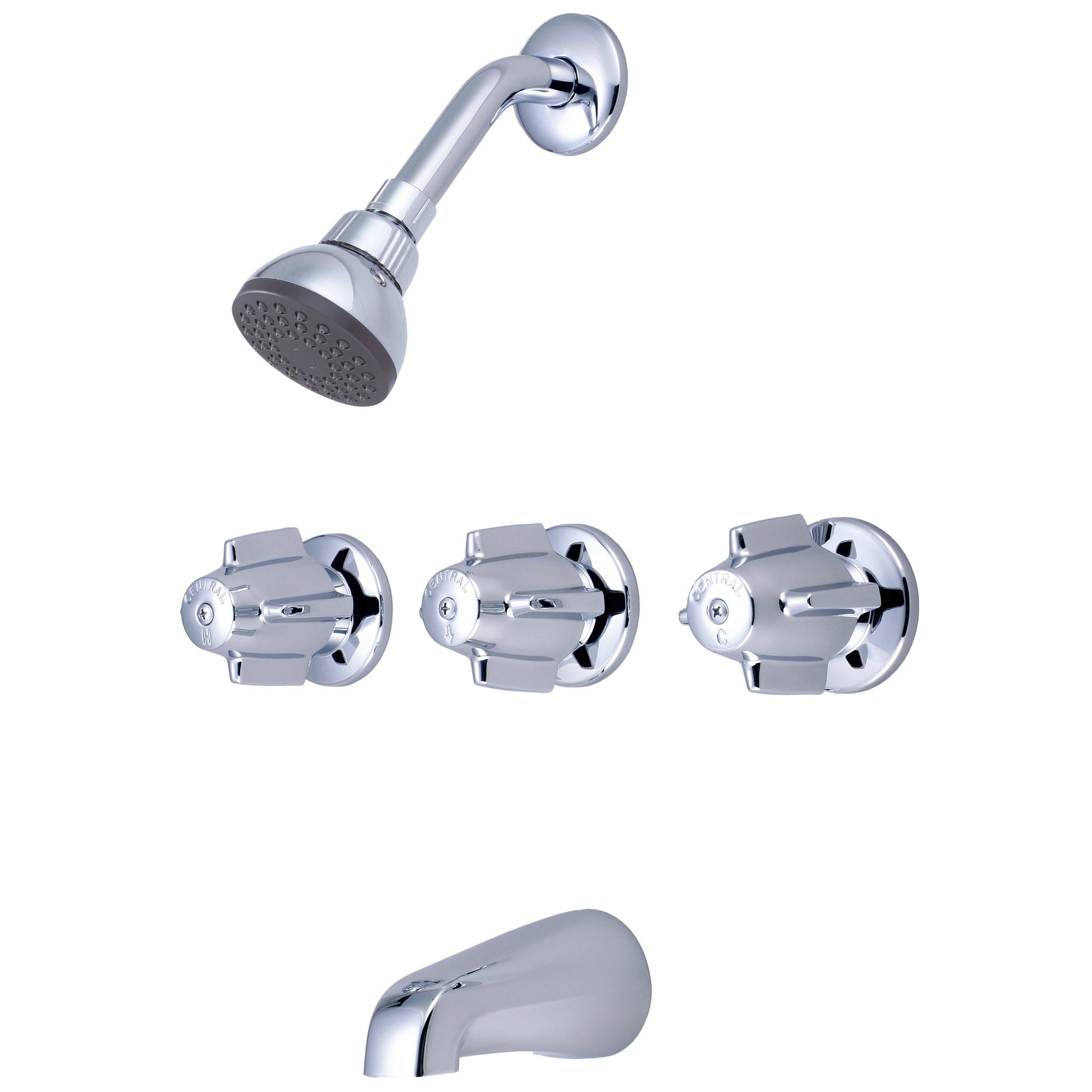 Central Brass 80971-Z Tub & Shower-3 Canopy Hdl 1/2" Ip 11" Cntrs Shwrhead Combo Spt Ceramic Cart-Pvd Pc