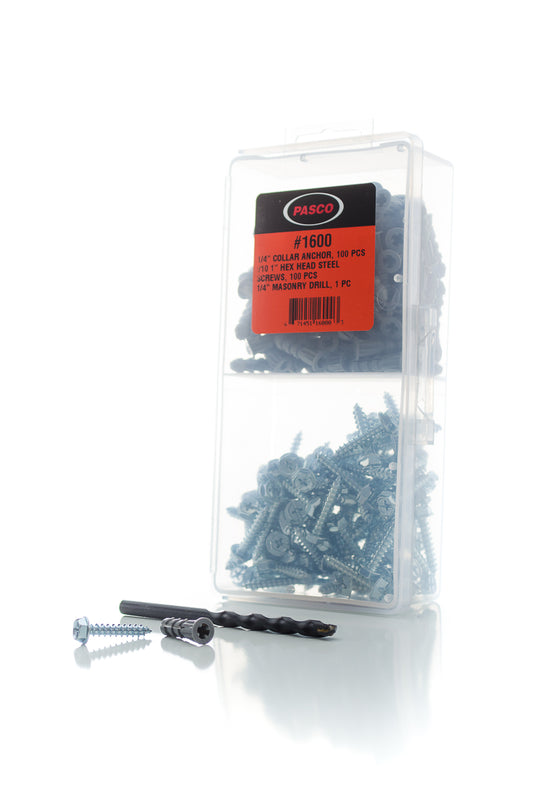 Pasco 1600 COLLAR ANCHOR Kit W/DRILL BIT (Kit OF 100)