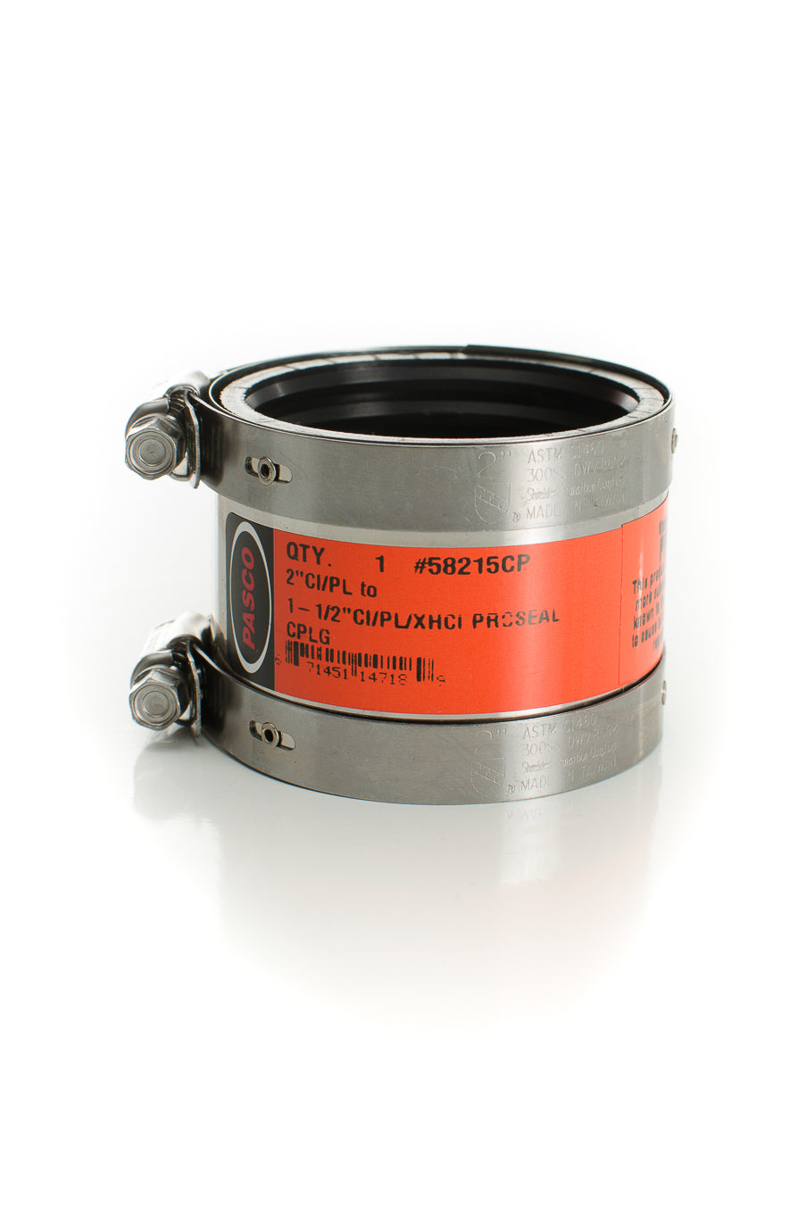 Pasco 58215CP 2"CI/PL to 1-1/2"CI/PL/XHCI PROSEAL CPLG