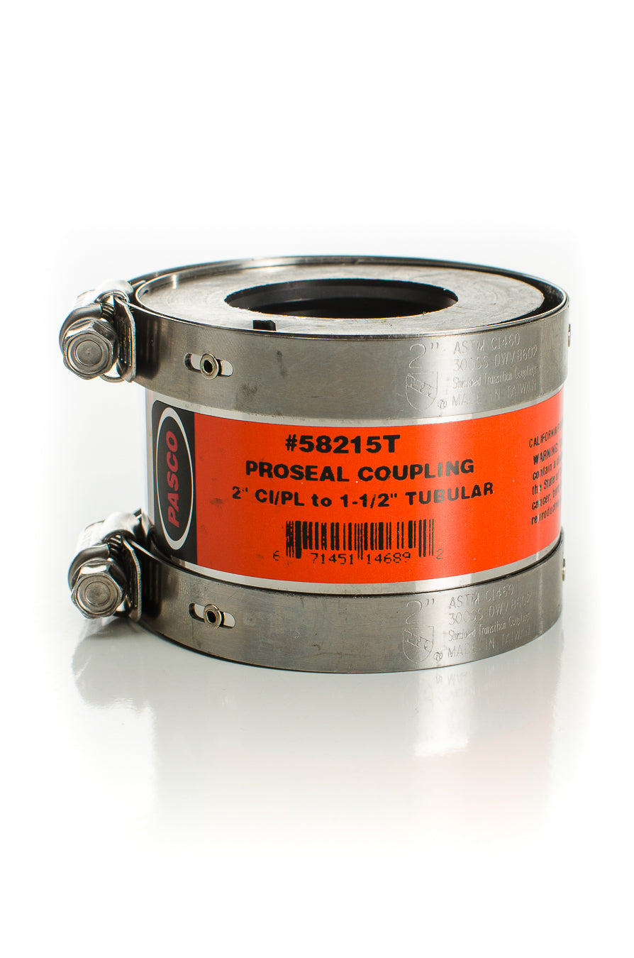 Pasco 58215T 2"CI/PL to 1-1/2" TUBULAR PROSEAL CPLG