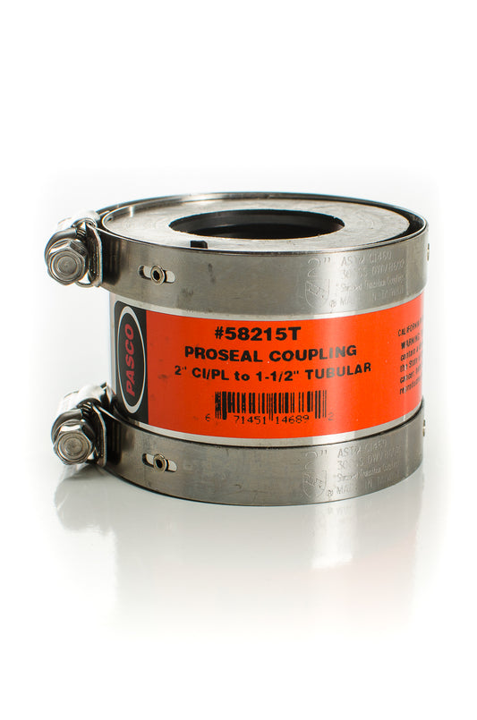 Pasco 58215T 2"CI/PL to 1-1/2" TUBULAR PROSEAL CPLG