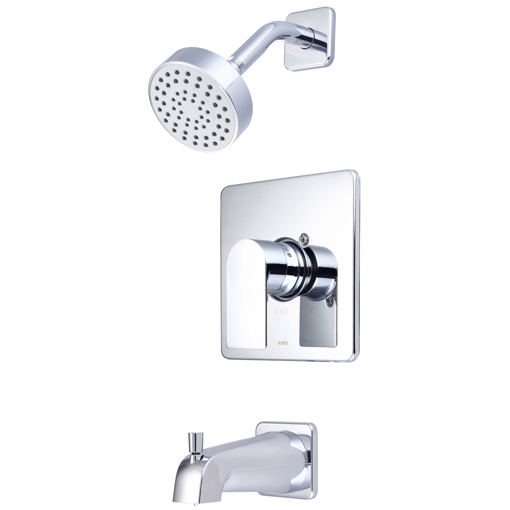 Olympia T-23910 TUB & SHWR TRIM SET-LVR HDL COMBO DVR TUB SPT W/ESCUTCHEON SINGLE FUNC SHWR-CP