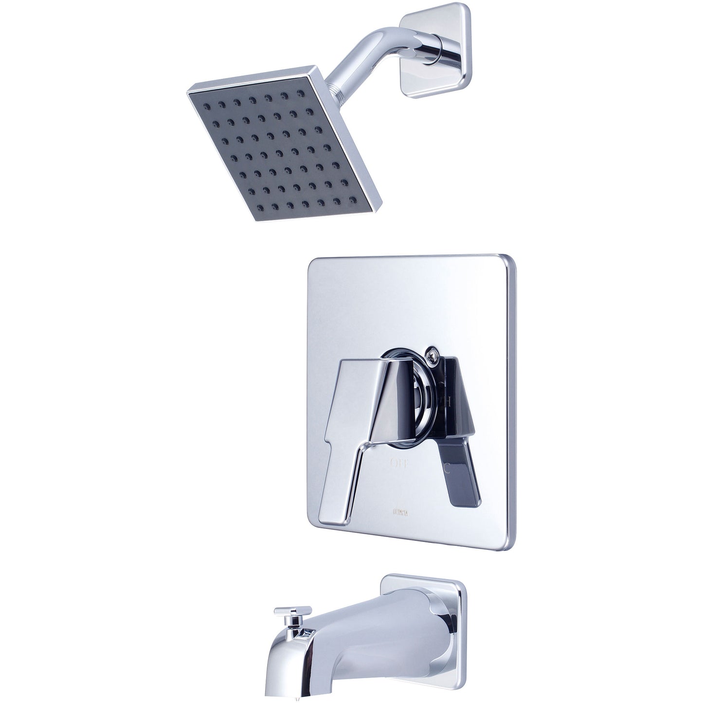 Olympia T-2394 TUB & SHWR TRIM SET-LVR HDL COMBO DVR TUB SPT W/ESCUTCHEON 4" SQUARE SHWR-CP