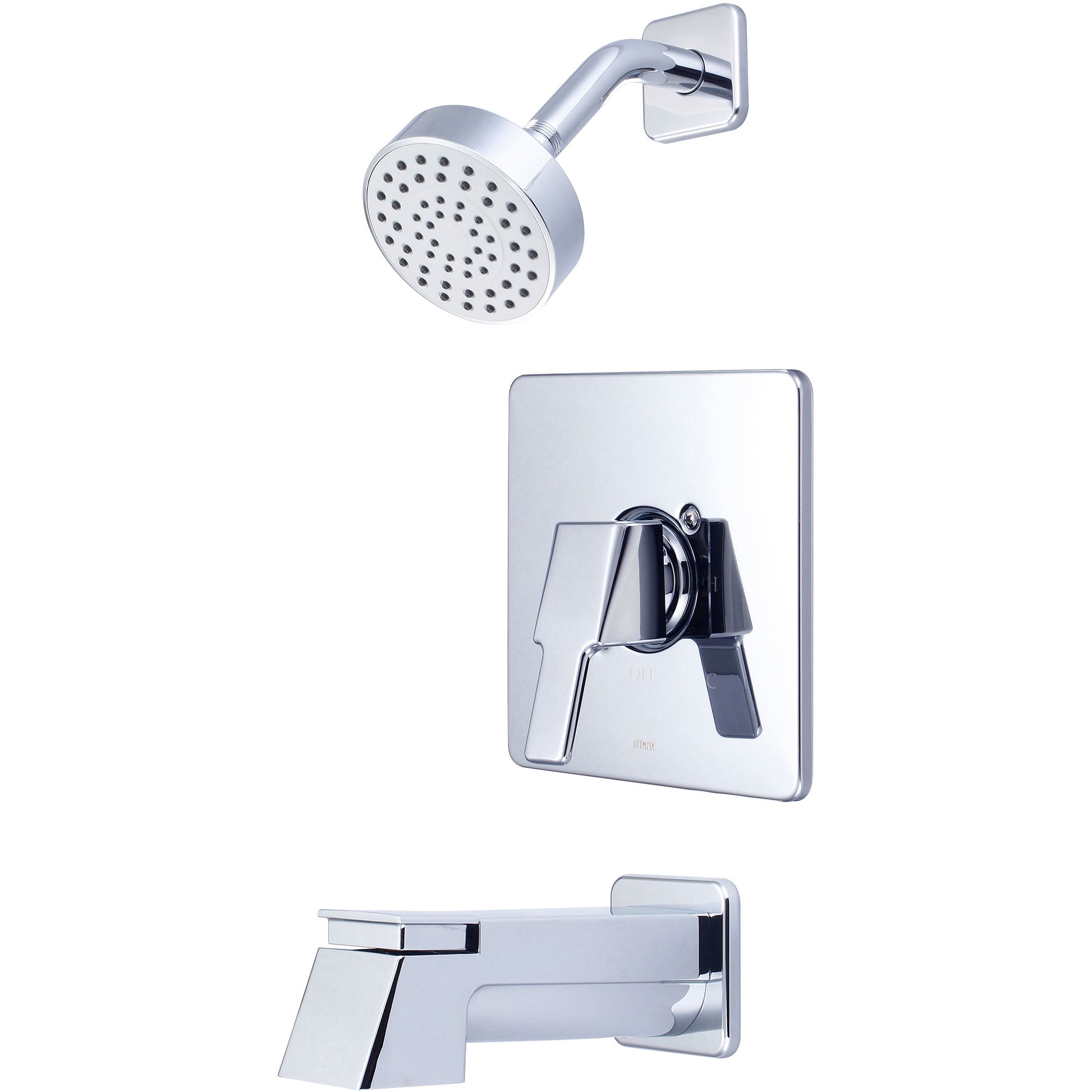 Olympia T-2396 TUB & SHWR TRIM SET-LVR HDL EXT. COMBO DVR TUB SPT W/ESCUTCHEON SINGLE FUNC SHWR-CP