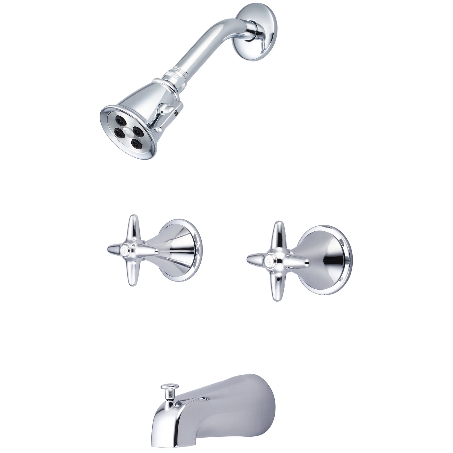 Central Brass Tc-2-C3 Tub & Shower Trim-2 Cross Hdl Dual Func Shwrhead Cuttable Stem W/Nipple Combo Dvr Spt-Pvd Pc