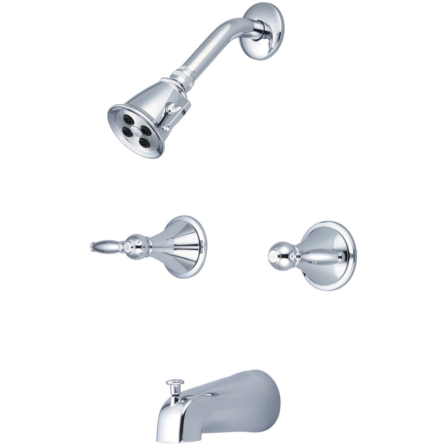 Central Brass Tc-2-L3 Tub & Shower Trim-2 Lvr Hdl Dual Func Shwrhead Cuttable Stem W/Nipple Combo Dvr Spt-Pvd Pc