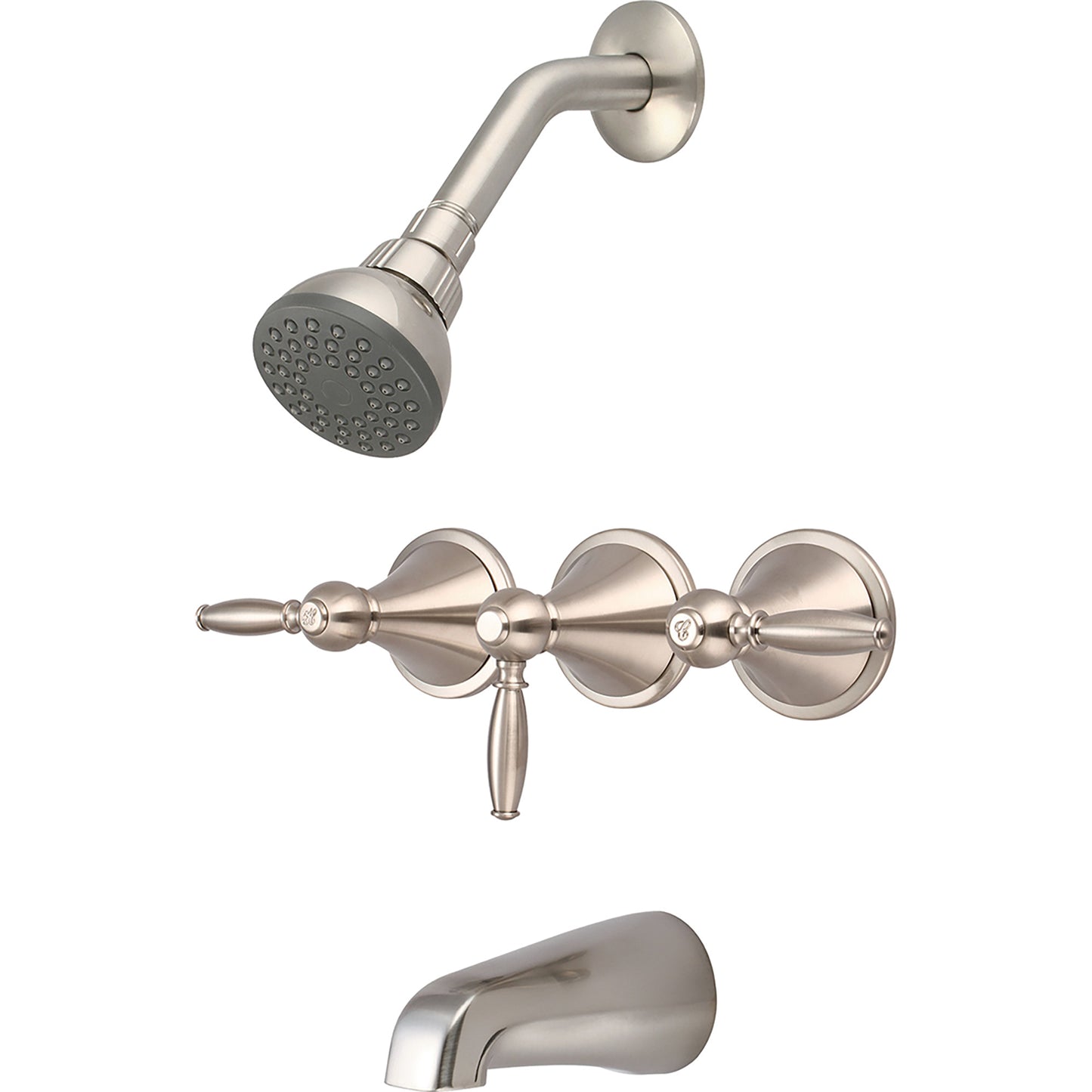 Central Brass Tc-3-L3-Bn Tub & Shower Trim-3 Lvr Hdl Dual Func Shwrhead Cuttable Stem W/Nipple Combo Spt-Pvd Bn