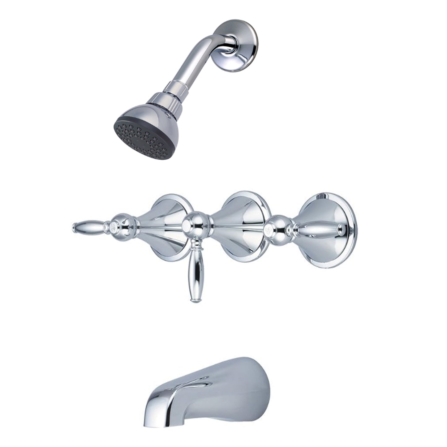 Central Brass Tc-3-L3 Tub & Shower Trim-3 Lvr Hdl Dual Func Shwrhead Cuttable Stem W/Nipple Combo Spt-Pvd Pc